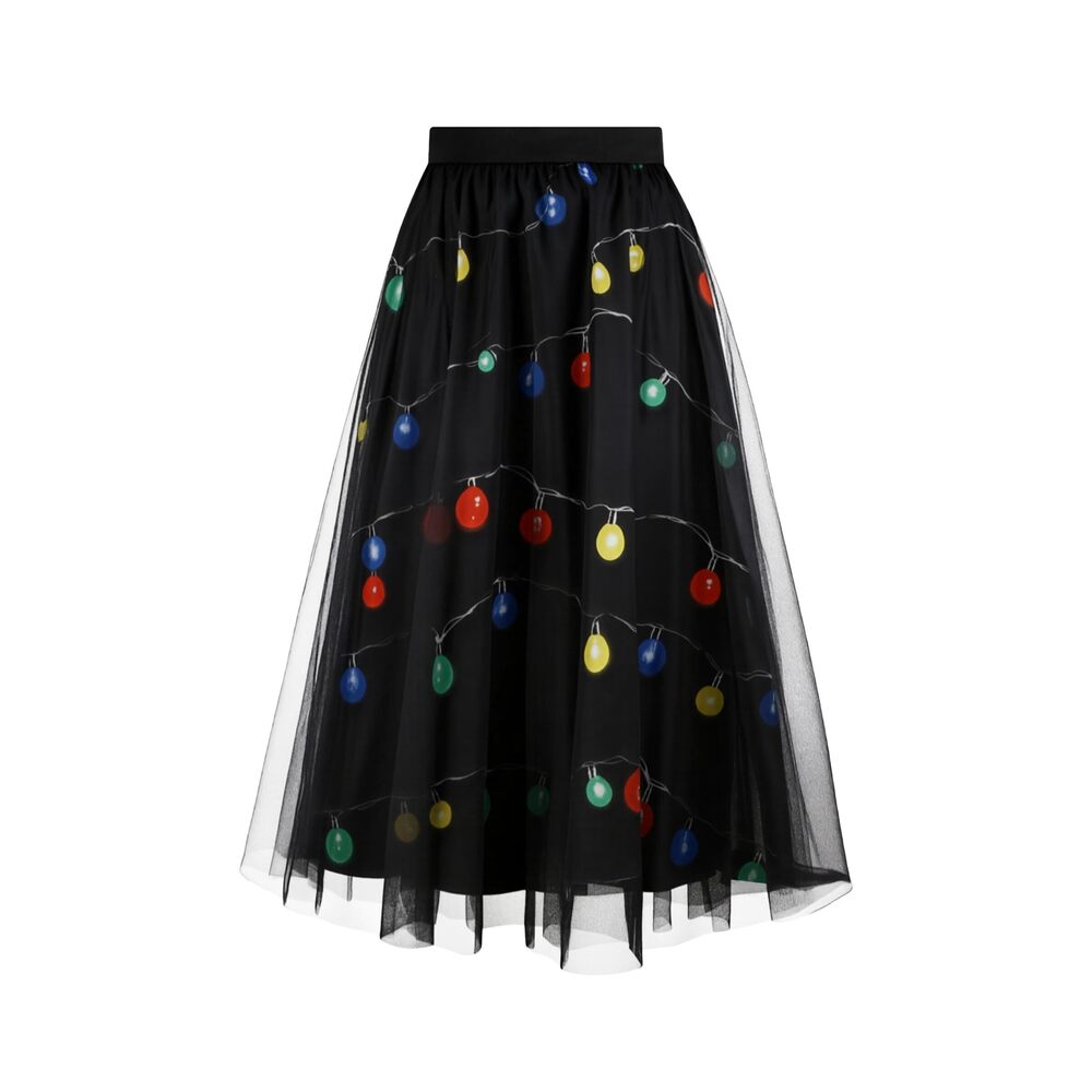 9305 Christmas Tulle Skirt Santa Claus Tulle Maxi Skirt Elastic Waist